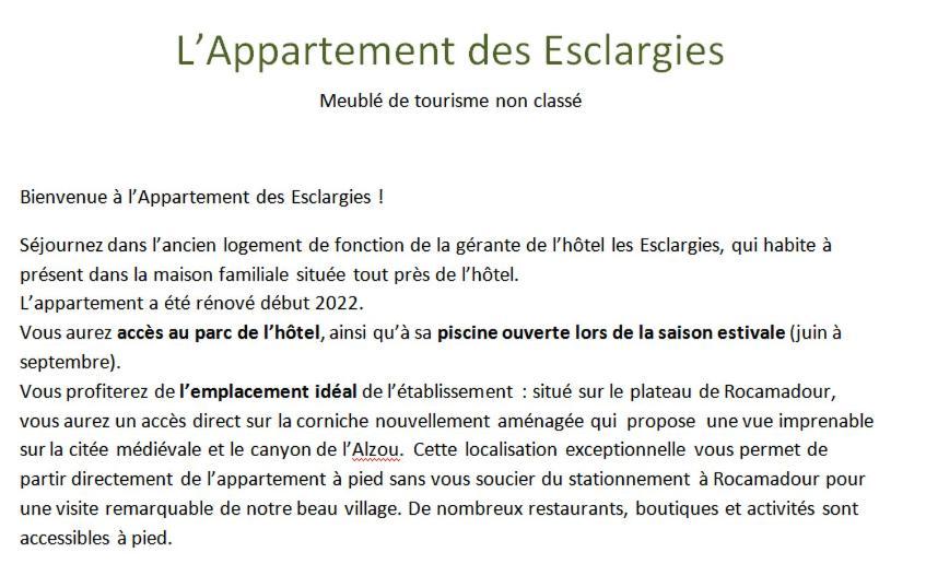 L'Appartement Des Esclargies Рокамадур Экстерьер фото